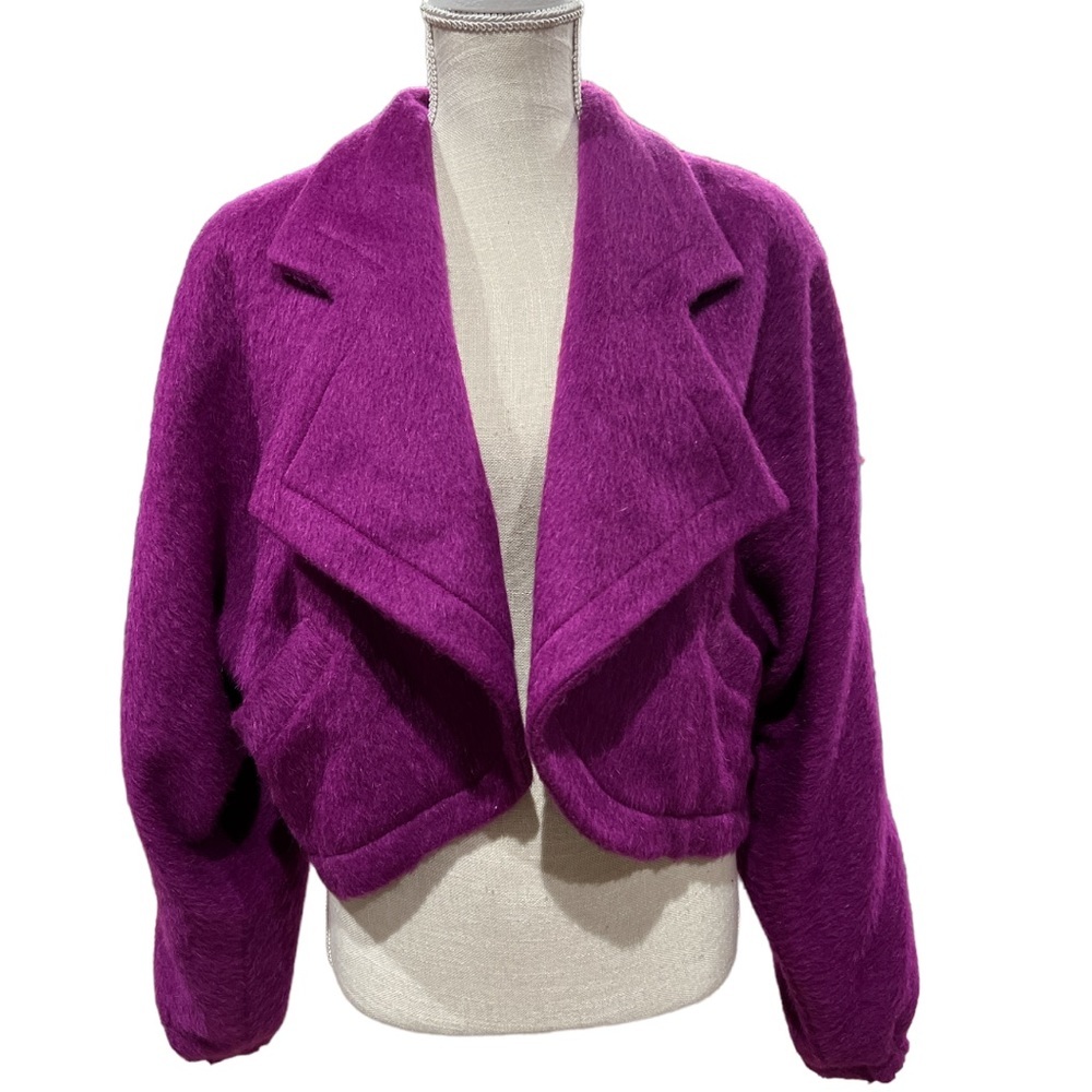 EUC Bernard Cowan Size 8 Purple Cropped Open-Front Women's Jacket